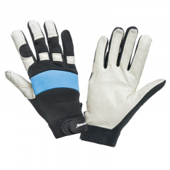 Перчатки защитные Lahti Pro со свиной кожи (микрофибра, эластан, полиэстер, неопрен) бело-синие 10 (L280410K) Одесса
