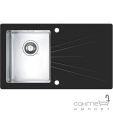 Кухонная мойка стеклянная Alveus Karat 10L 1102770 black чаша справа, сушка слева