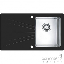 Кухонная мойка стеклянная Alveus Karat 10R 1103657 black чаша слева, сушка справа