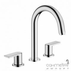 Смеситель для раковины врезной на 3 отверстия Hansgrohe Vernis Shape 71563000 хром Хуст
