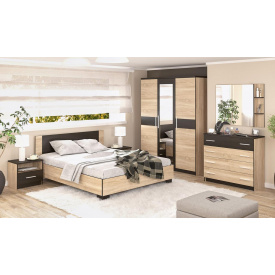 Кровать Мебель Сервис Вероника 160х200 с ламелями + 2 тумбочки Дуб април + Венге темный (203.6х166.4х85.2 см) (3150056)