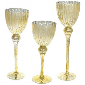 Интерьерные подсвечники Bona в наборе 3 шт 30см 35см 40см Gold DP115515