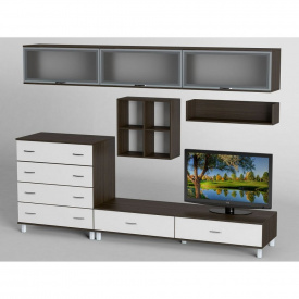 Стенка в гостиную Тиса Мебель Гостиная-21 Венге Белый