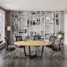 Круглый стол для переговоров D-2000 Loft-design 2000х750 мм светлый дуб-борас