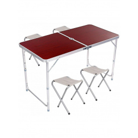 Раскладной туристический стол Easy Campi для пикника со стульями складной стол и 4 стула Коричневый+Гамак мексиканский