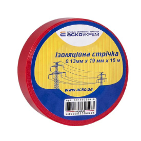 Изоляционная лента 0,13ммх19мм / 15м Красная АскоУкрем (A0150020030)