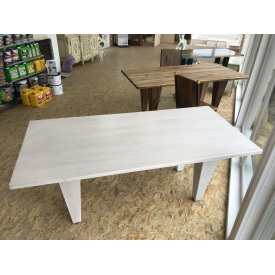 Стол обеденный дуб продольное сечение ламели в белом масле