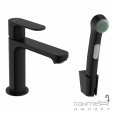 Смеситель для раковины с гигиеническим душем Hansgrohe Rebris S 72215670 матовый черный