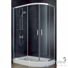 Душова кабіна напівкругла асиметрична ліва Besco Modern 120x90x185 тоноване скло