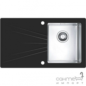 Кухонная мойка стеклянная Alveus Karat 10R 1103657 black чаша слева, сушка справа