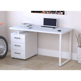 Комп'ютерний письмовий стіл з тумбою Loft-design L-27-MAX 135х65х75 см білого кольору
