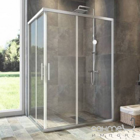 Прямоугольная душевая кабина Veronis Maxi 1200x800 профиль хром, прозрачное стекло