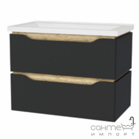 Подвесная тумба с раковиной Mirater Sacramento 80 антрацит, раковина Глория