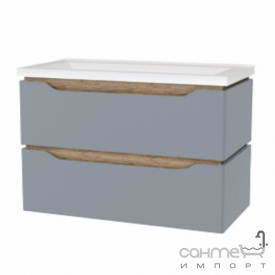 Подвесная тумба с раковиной Mirater Sacramento 90 серая, раковина Глория