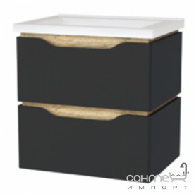 Подвесная тумба с раковиной Mirater Sacramento 60 антрацит, раковина Глория