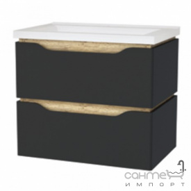 Подвесная тумба с раковиной Mirater Sacramento 70 антрацит, раковина Глория