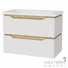 Подвесная тумба с раковиной Mirater Sacramento 90 белая, раковина Глория