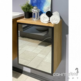 Подвесной пенал со столешницей Fancy Marble Meloria Glass L 31205013610 петли слева, белый, фасад зеркало