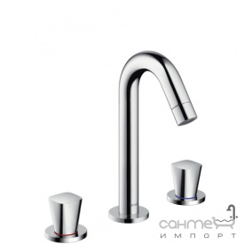 Смеситель для раковины на три отверстия с донным клапаном pop-up Hansgrohe Logis 71133000 Хром