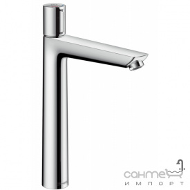 Нажимной высокий смеситель для раковины со сливным гарнитуром Hansgrohe Talis Select E 71752000 Хром
