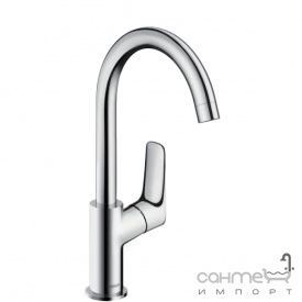 Смеситель для раковины, поворотный излив, с донным клапаном pop-up Hansgrohe Logis 71130000 Хром