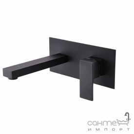 Квадратный настенный смеситель для раковины Vito 1105-055BL чёрный