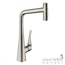 Смеситель для кухни с выдвижным изливом Hansgrohe Metris Select 73816800 нержавеющая сталь