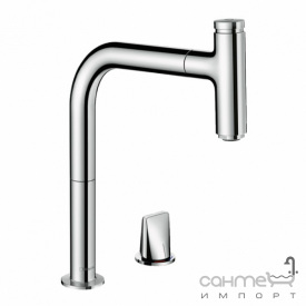 Смеситель для кухни на 2 отверстия, с вытяжным изливом Hansgrohe Metris Select M71 73804000 хром