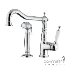 Смеситель для кухни врезной на 2 отверстия Bugnatese Oxford OXBR6384 бронза, ручка белый пластик