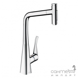 Смеситель для кухни с выдвижным изливом Hansgrohe Metris Select 73816000 хром