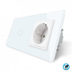 Безконтактний вимикач із розеткою Livolo білий скло (VL-C701/C7C1EU-PRO-11)