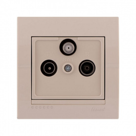 Розетка TV-FM-SAT проходная, кремовая, Deriy, Lezard