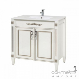 Тумба под раковину СанСервис Romance 80 белый патина золото