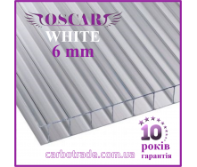 Сотовый поликарбонат 2100Х6000Х6 mm OSCAR White прозрачный Сербия