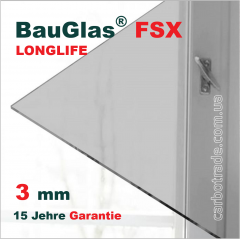 Монолитный поликарбонат 3 мм BauGlas FSX Longlife 2UV прозрачный 2050*3050 Сербия Кременчуг
