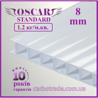 Стільниковий полікарбонат 8 mm OSCAR Standard білий (опал) 2100Х6000