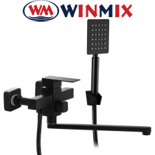 Смеситель для ванны длинный нос Winmix KUB EURO Black из нерж. стали (Chr-006), Польша