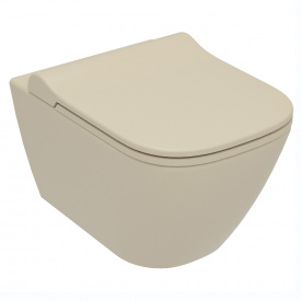 VOLLE SOLO Rimless унитаз подвесной, сиденье твердое Slim slow-closing 51*35,5*33 см, цвет капучино мат