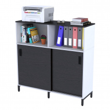 Офисная тумба Loft-design LS-1200х1200 с раздвижными дверями венге-белая