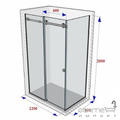 Душевая кабина Weston WKS6 1200x900x2000 стекло графит/профиль black, круглая ручка Городок