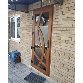 Металопластикові вхідні двері Rehau колір золотий дуб 600х1000х2000 мм