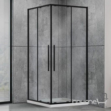 Душевая кабина Dusel DSL194B 90x90x1900 профиль черный матовый, стекло прозрачное