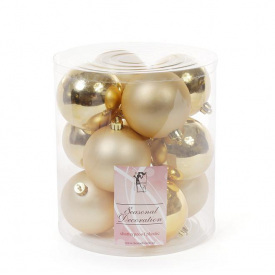 Набор пластиковых новогодних шаров Flora 8 см 12 шт Золотистый (11658)