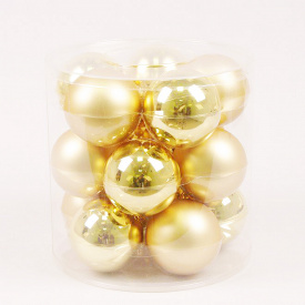 Шарики стеклянные Flora D 8 см 15 шт Золотистый (44599)