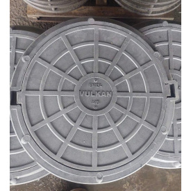 Люк каналізаційний чорний полімерпіщаний легкий А15 чорний VULKAN