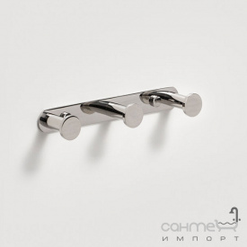 Вешалка с тремя круглыми крючками Liberta Unit Steel полированная нержавеющая сталь (хром)