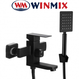Змішувач для ванни короткий ніс Winmix KUB Euro Black з нерж. сталі (Chr-009), Польща.
