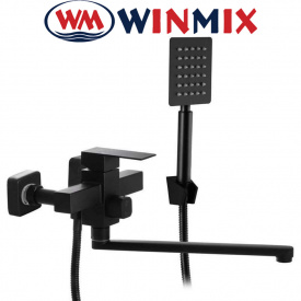 Змішувач для ванни довгий ніс Winmix KUB EURO Black з нерж. сталі (Chr-006), Польща.