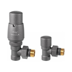 Комплект кранов Vario Term Royal 1/2”x1/2” (ROGS0205CFK) угловой графит с термоголовкой Киев