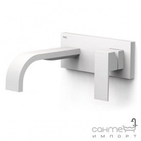 Смеситель для раковины скрытого монтажа Tres Cuadro 00630011BM матовый белый, излив 18см